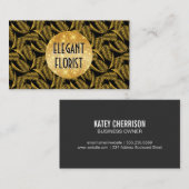 金ゴールドリーフパターンフローラ要素 名刺 (正面/裏面)