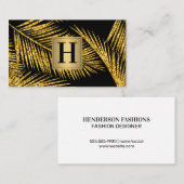 金ゴールドリーフパターンフローラ要素 名刺 (正面/裏面)