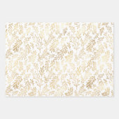 金ゴールドリーフパターンレッドグリーンホワイトクリスマス ラッピングペーパーシート (正面2)