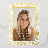 金ゴールドリーフフォイル押しワイルドフラワーグラード発表 箔招待状 (正面)