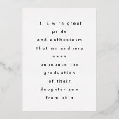 金ゴールドリーフフォイル押しワイルドフラワーグラード発表 箔招待状 (裏面)