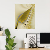 金ゴールドリーフフラクタル ポスター (ホームオフィス)