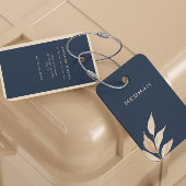 金ゴールドリーフミニマリストモノグラムネイビーブルー ラゲッジタグ