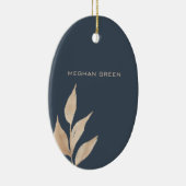 金ゴールドリーフミニマル海軍青色大学院モノグラム セラミックオーナメント (右)
