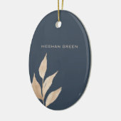 金ゴールドリーフミニマル海軍青色大学院モノグラム セラミックオーナメント (左)