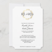 金ゴールドリーフリースと白黒スクリプ結婚ト 招待状 (正面)