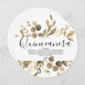 金ゴールドリーフリースキンセアニェラ15thバースデーパーティー 招待状 (正面/裏面)