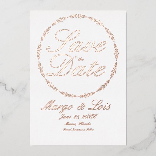 金ゴールドリーフリースプレス日の保存 箔招待状 (正面)