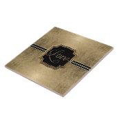 金ゴールドリーフルック(紋章の)フラ・ダ・リフェイクヴィンテージ宝石 タイル (側面)