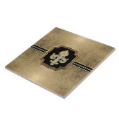 金ゴールドリーフルック(紋章の)フラ・ダ・リフェイクヴィンテージ宝石 タイル (側面)