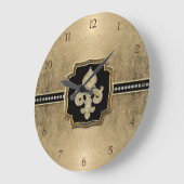 金ゴールドリーフルック（紋章の）フラ・ダ・リフェイクヴィンテージ宝石 ラージ壁時計 (傾斜)