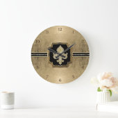 金ゴールドリーフルック（紋章の）フラ・ダ・リフェイクヴィンテージ宝石 ラージ壁時計 (ホーム)