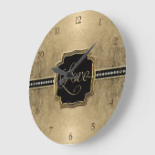 金ゴールドリーフルック(紋章の)フラ・ダ・リフェイクヴィンテージ宝石 ラージ壁時計 (傾斜)