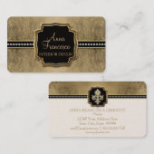 金ゴールドリーフルック（紋章の）フラ・ダ・リフェイクヴィンテージ宝石 名刺 (正面/裏面)