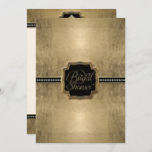 金ゴールドリーフルック(紋章の)フラ・ダ・リフェイクヴィンテージ宝石 招待状 (正面/裏面)