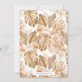 金ゴールドリーフ乾燥パンパスグラスブライダルシャワー 招待状 (裏面)