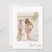 金ゴールドリーフ写真エレガントな結婚式ありがとう サンキューカード (正面)