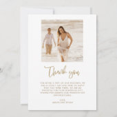金ゴールドリーフ写真エレガントな結婚式ありがとう サンキューカード (裏面)