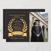 金ゴールドリーフ卒業写真招待状 招待状 (正面/裏面)