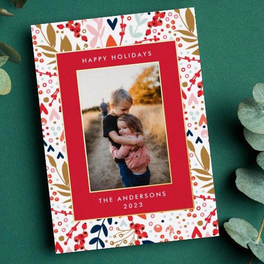 金ゴールドリーフ押しフレームクリスマステーマ写真 箔シーズンカード