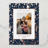 金ゴールドリーフ押し青フローラフレーム |写真 箔シーズンカード (正面)