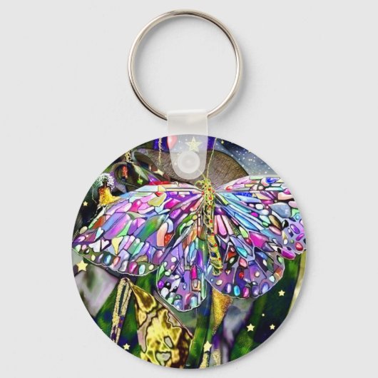 金ゴールドリーフ新年バタフライ キーホルダー (正面)