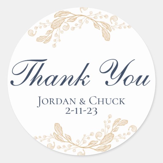 金ゴールドリーフ植物性結婚式の引き出物シール ラウンドシール (正面)