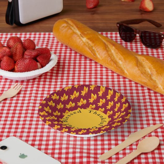 金ゴールドリーフ秋の紅葉ホリデーお祝い ペーパーボウル (ピクニック)