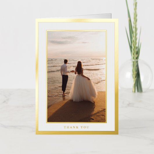 金ゴールドリーフ結婚フレームのフォーマル写真 箔グリーティングカード (正面)