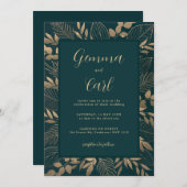 金ゴールドリーフ結婚式招待状 招待状 (正面/裏面)