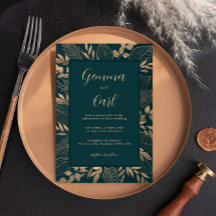 金ゴールドリーフ結婚式招待状