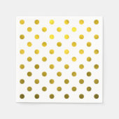 金ゴールドリーフ金フェイク属箔大水玉模様白 スタンダードカクテルナプキン (正面)