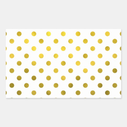 金ゴールドリーフ金フェイク属箔小水玉模様白 長方形シール (正面)