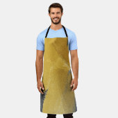 金ゴールドリーフ、抽象芸術ブラックデザイン エプロン (着用した状態)