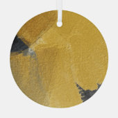 金ゴールドリーフ、抽象芸術ブラックデザイン ガラスオーナメント (裏面)