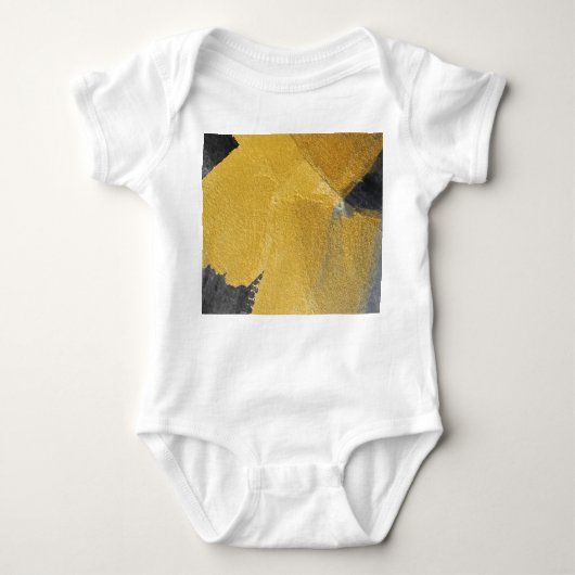 金ゴールドリーフ、抽象芸術ブラックデザイン ベビーボディスーツ (正面)