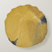 金ゴールドリーフ、抽象芸術ブラックデザイン ラウンドクッション (裏面)