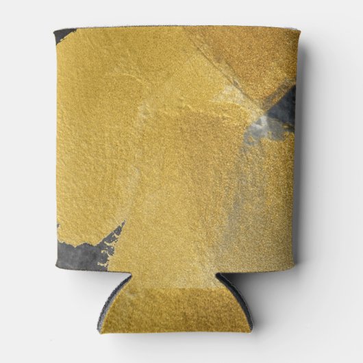 金ゴールドリーフ、抽象芸術ブラックデザイン 缶クーラー (正面)