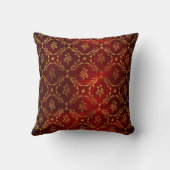 金ゴールドリーベリーフレームパターンBurgundy Red Glow クッション (裏面)