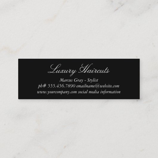 金ゴールドルクスコーム美容師 スキニー名刺 (裏面)