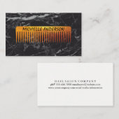 金ゴールドルクスコーム美容師 |黒い大理石 名刺 (正面/裏面)