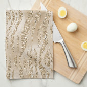 金ゴールドルクセグリッターゼブラ印刷         キッチンタオル (四つ折り)