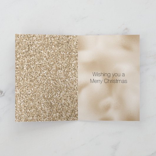 金ゴールドルクセグリッターレオパードプリントピースクリスマス カード (内部)