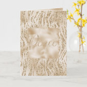 金ゴールドルクースグリッターゼブラプリントピースクリスマス カード (黄色い花)