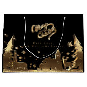 金ゴールドルッエレガントクメリークリスマスビレッジ ラージペーパーバッグ (正面)