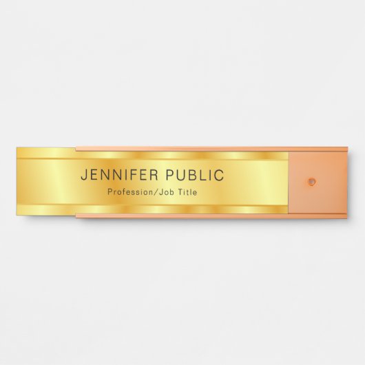 金ゴールドルッエレガントクモダンパーソナライズされたテンプレート サインプレート (正面)
