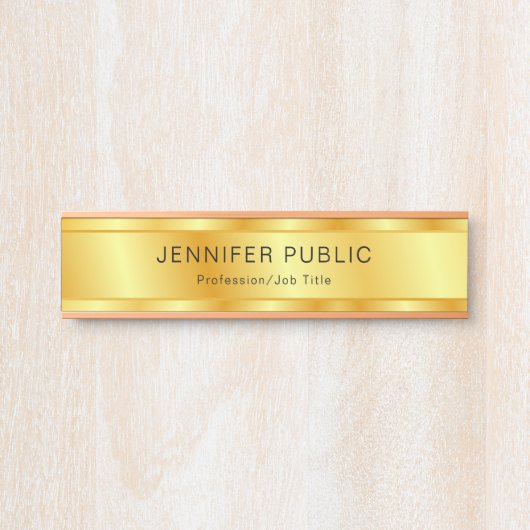 金ゴールドルッエレガントクモダンパーソナライズされたテンプレート サインプレート (正面)