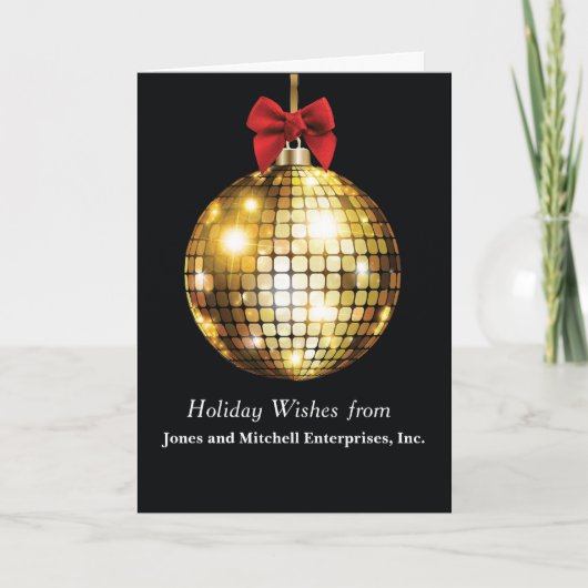 金ゴールドルッキングオーナメントオンブラックレッドボウ カード (正面)