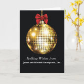 金ゴールドルッキングオーナメントオンブラックレッドボウ カード (黄色い花)