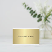 金ゴールドルックエレガントプロフェッショナルプモダンライお洒落ン 名刺 (スタンド正面)